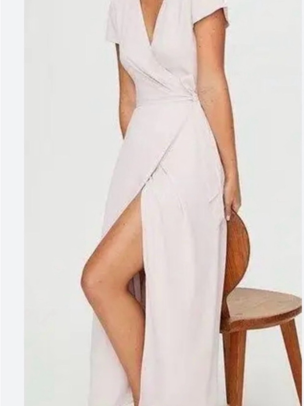 Babaton blush midi Wrap Maxi Dress with Side Slit « Camille »